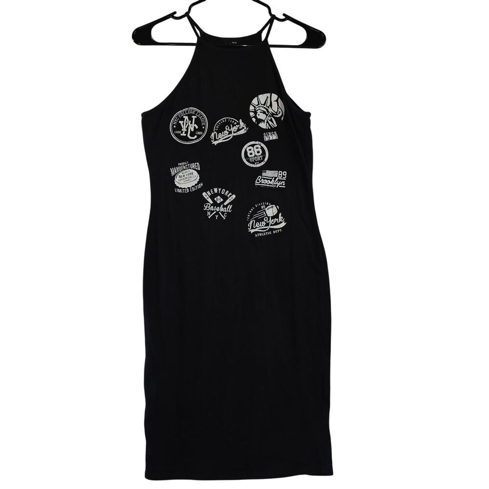 Streetwear Y2k Rue 21 New York Graphic Body Con Dress Black